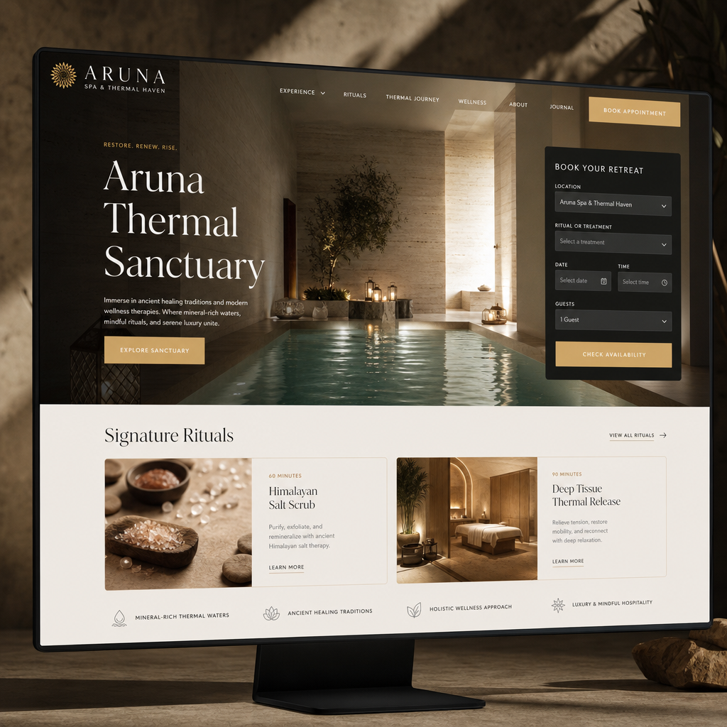 Aruna Spa & Thermal Haven Website Showcase