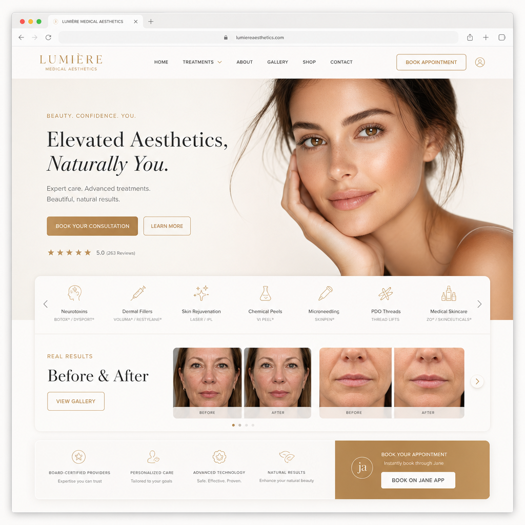 Pee Skin & Med Spa Luxury Medical Aesthetics Website Showcase