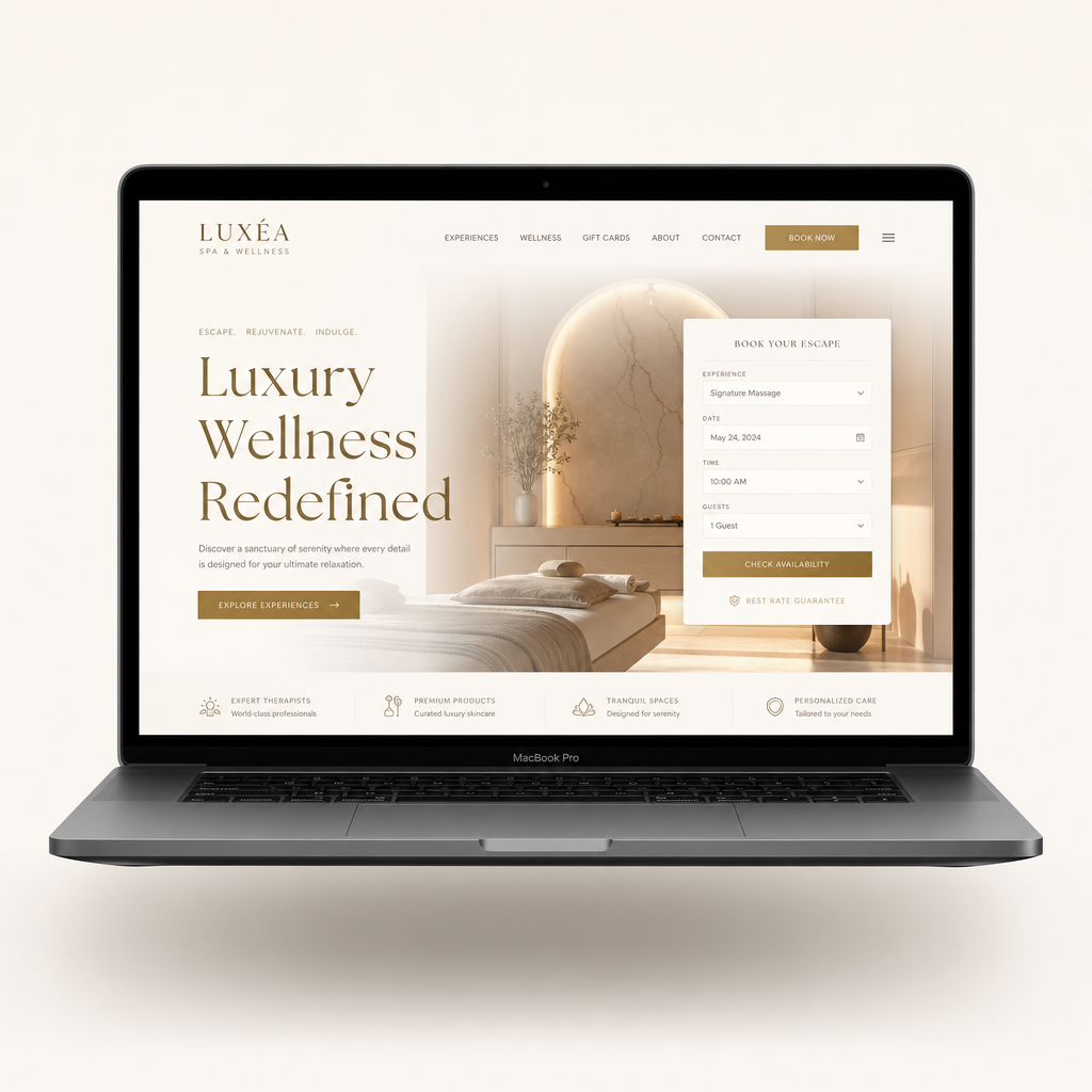 Luxury Spa Website Design on MacBook Pro