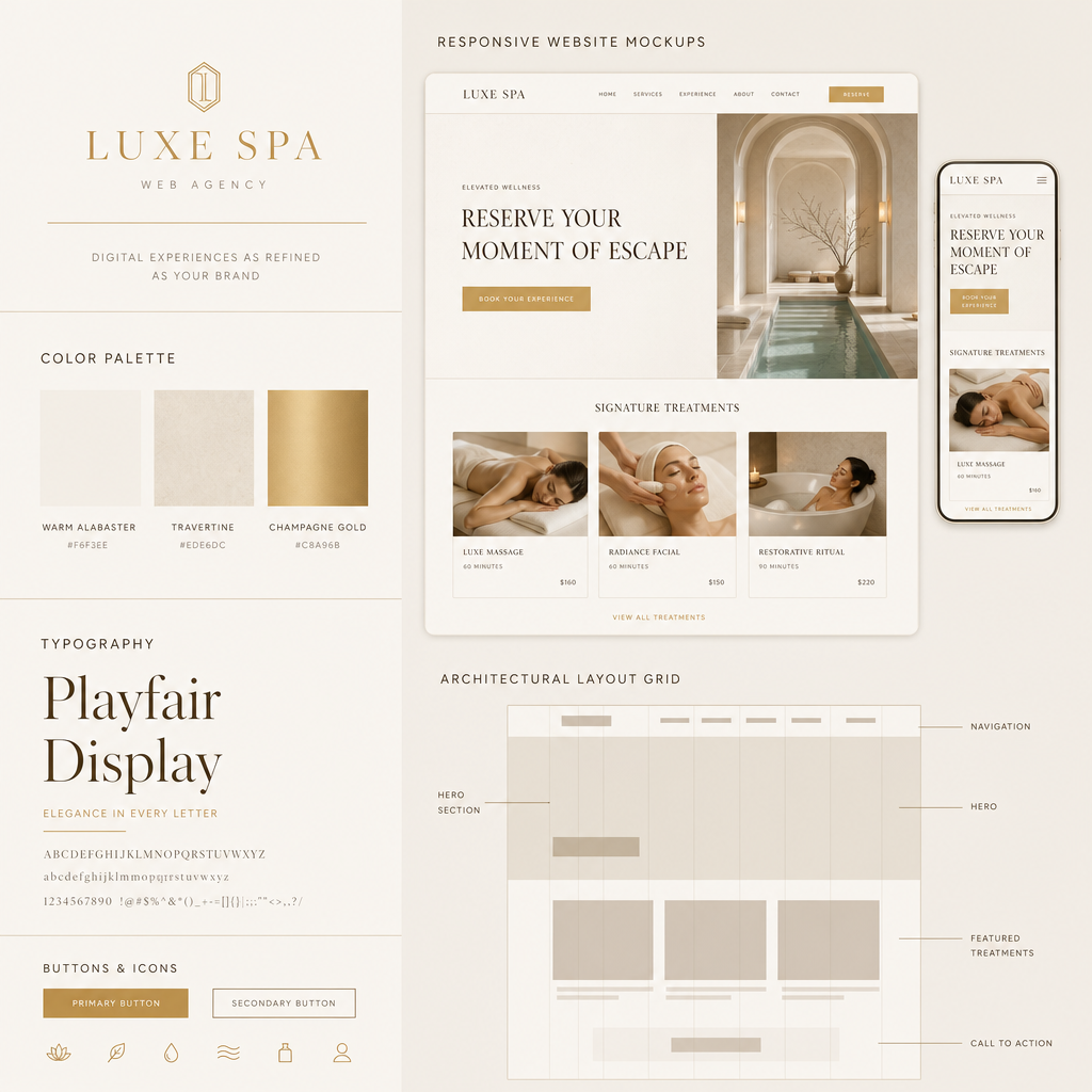 Spa Design Hub Luxury Web Design System Presentation Board